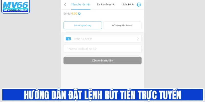 Hướng dẫn đặt lệnh rút tiền trực tuyến